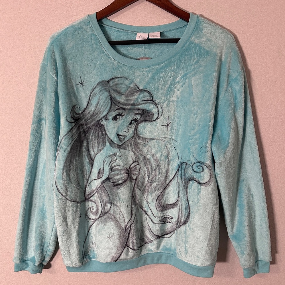NWT Disney Ariel Long Sleeve Pullover Sweater Sz XL (15-17) blue fleece